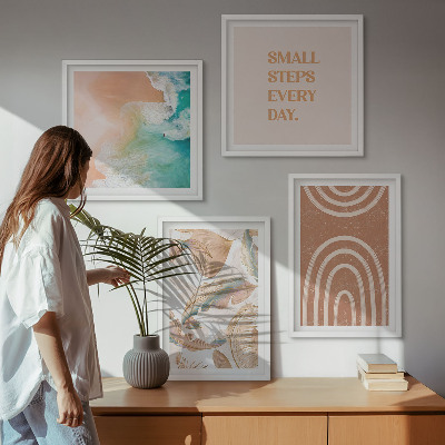 Ensemble de 4 tableaux Lettrage délicat de feuilles bohèmes