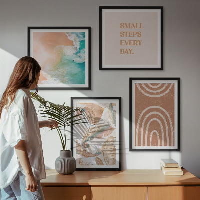 Ensemble de 4 tableaux Lettrage délicat de feuilles bohèmes