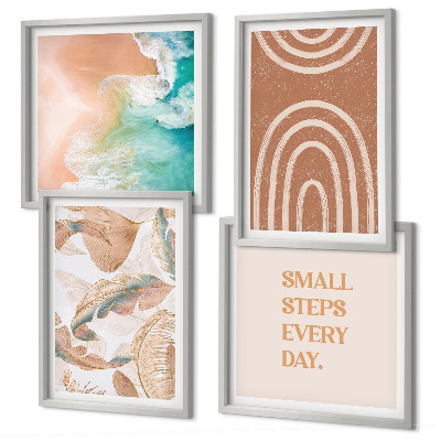 Ensemble de 4 tableaux Lettrage délicat de feuilles bohèmes
