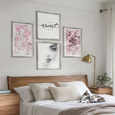 Polyptyque z cadres Portrait de pivoines représentant une femme pour la maison