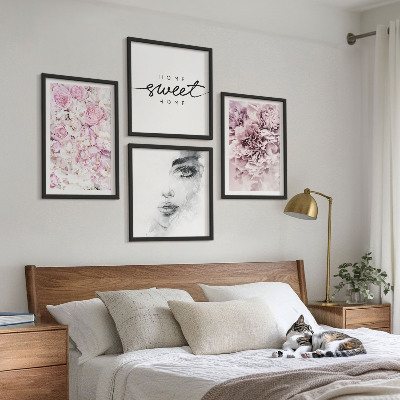 Polyptyque z cadres Portrait de pivoines représentant une femme pour la maison