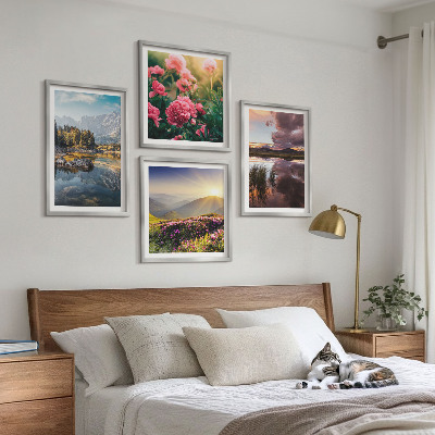 Mur de tableaux Jardin de fleurs, prairie de montagne, eau