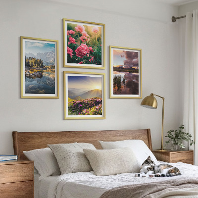 Mur de tableaux Jardin de fleurs, prairie de montagne, eau