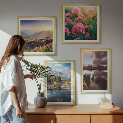 Mur de tableaux Jardin de fleurs, prairie de montagne, eau