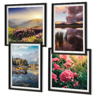 Mur de tableaux Jardin de fleurs, prairie de montagne, eau
