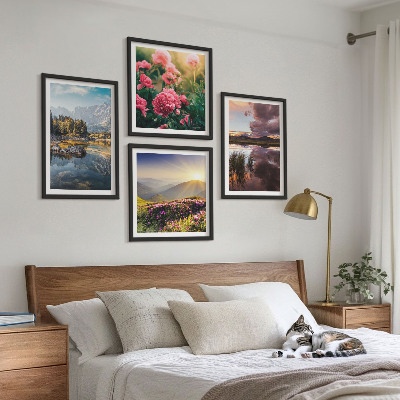 Mur de tableaux Jardin de fleurs, prairie de montagne, eau