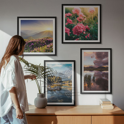 Mur de tableaux Jardin de fleurs, prairie de montagne, eau