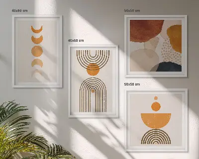 Polyptyque de 2 cadres décorations murales au style bohème minimaliste