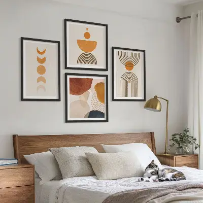 Polyptyque de 2 cadres décorations murales au style bohème minimaliste