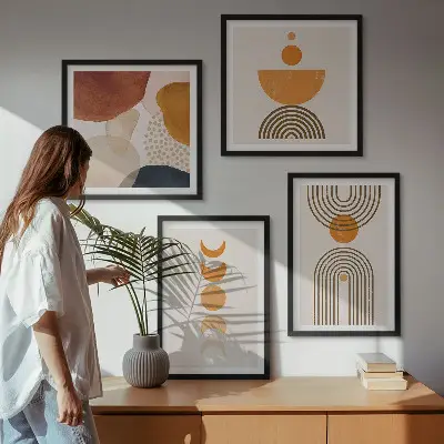 Polyptyque de 2 cadres décorations murales au style bohème minimaliste