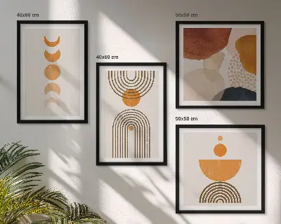 Polyptyque de 2 cadres décorations murales au style bohème minimaliste