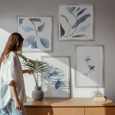 Mur de tableaux Fleurs bleues minimalistes