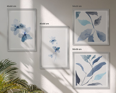 Mur de tableaux Fleurs bleues minimalistes