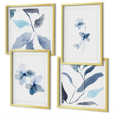 Mur de tableaux Fleurs bleues minimalistes