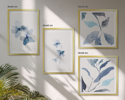 Mur de tableaux Fleurs bleues minimalistes