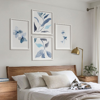 Mur de tableaux Fleurs bleues minimalistes