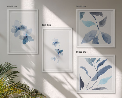Mur de tableaux Fleurs bleues minimalistes