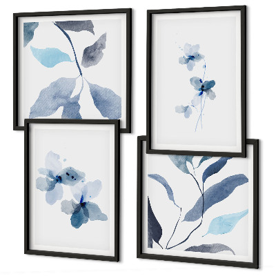 Mur de tableaux Fleurs bleues minimalistes