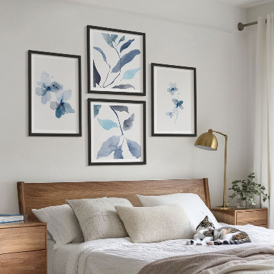 Mur de tableaux Fleurs bleues minimalistes