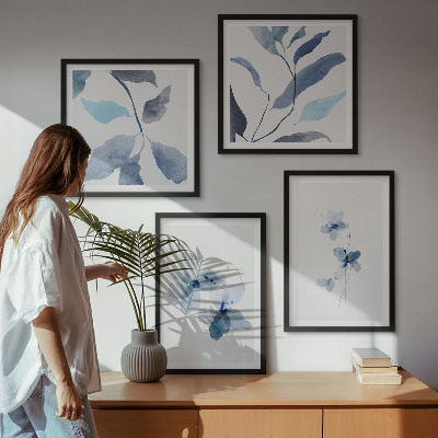 Mur de tableaux Fleurs bleues minimalistes