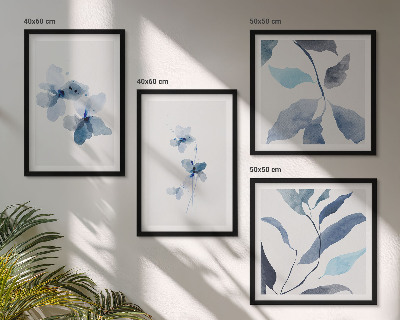 Mur de tableaux Fleurs bleues minimalistes