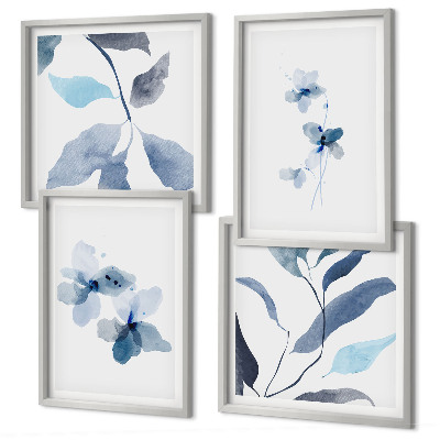 Mur de tableaux Fleurs bleues minimalistes