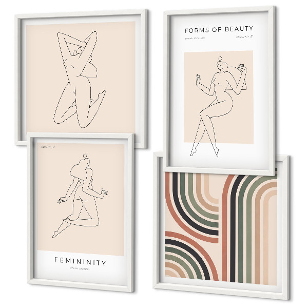 Ensemble de 4 tableaux Silhouettes féminines sur affiches