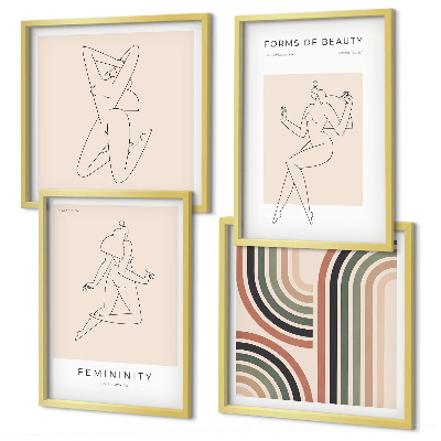 Ensemble de 4 tableaux Silhouettes féminines sur affiches