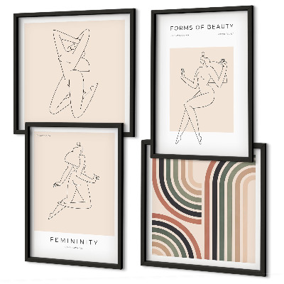 Ensemble de 4 tableaux Silhouettes féminines sur affiches