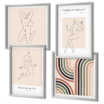 Ensemble de 4 tableaux Silhouettes féminines sur affiches