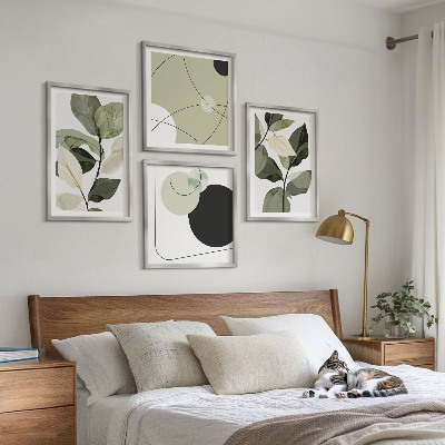 Ensemble de 4 tableaux Feuilles peintes abstraites