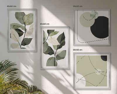 Ensemble de 4 tableaux Feuilles peintes abstraites