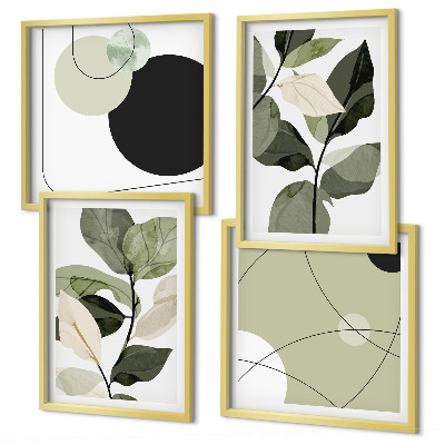Ensemble de 4 tableaux Feuilles peintes abstraites