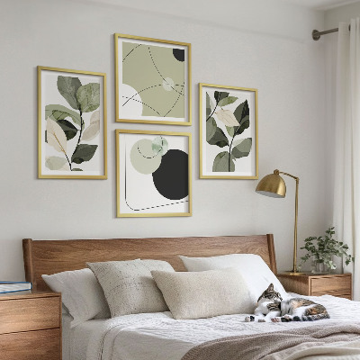 Ensemble de 4 tableaux Feuilles peintes abstraites
