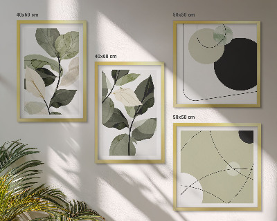 Ensemble de 4 tableaux Feuilles peintes abstraites