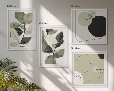 Ensemble de 4 tableaux Feuilles peintes abstraites