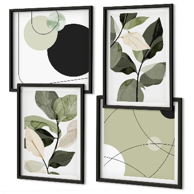 Ensemble de 4 tableaux Feuilles peintes abstraites
