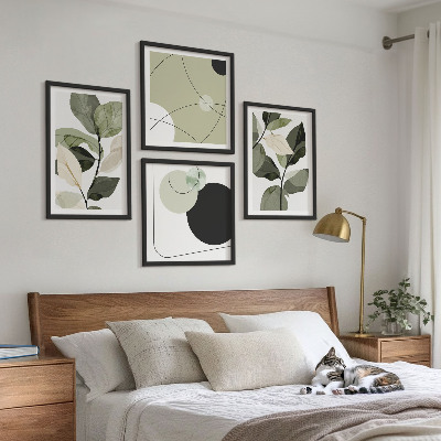 Ensemble de 4 tableaux Feuilles peintes abstraites