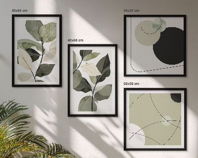 Ensemble de 4 tableaux Feuilles peintes abstraites