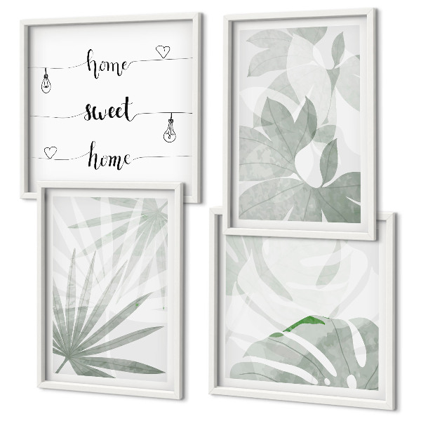 Polyptyque z cadres Les feuilles des plantes sont gris verdâtre.