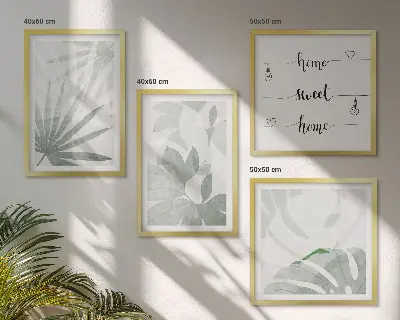 Polyptyque 2 cadres représentant des feuilles de plantes gris verdâtre