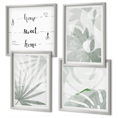 Polyptyque z cadres Les feuilles des plantes sont gris verdâtre.