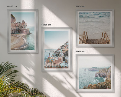 Polyptyque z cadres Vues estivales aux teintes pastel sur la plage
