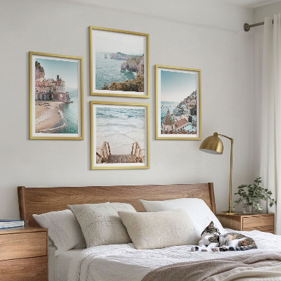 Polyptyque z cadres Vues estivales aux teintes pastel sur la plage