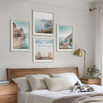 Polyptyque z cadres Vues estivales aux teintes pastel sur la plage