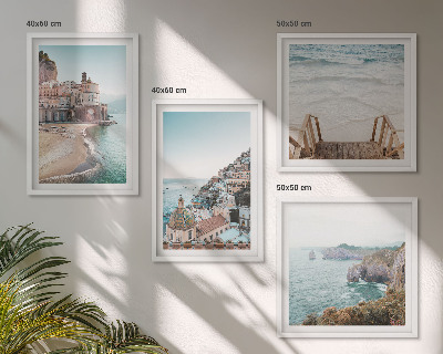 Polyptyque z cadres Vues estivales aux teintes pastel sur la plage