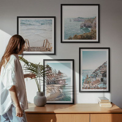 Polyptyque z cadres Vues estivales aux teintes pastel sur la plage