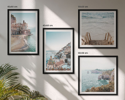 Polyptyque z cadres Vues estivales aux teintes pastel sur la plage