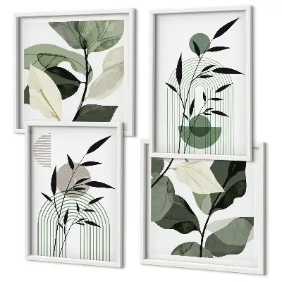 Compositions végétales bohèmes ensemble de 4 tableaux