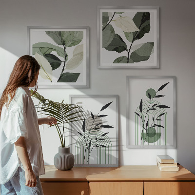 Ensemble de 4 tableaux Compositions végétales bohèmes
